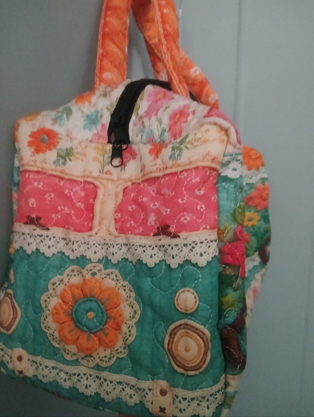 Floral Quilted HIPPY BUS DUFFLE BAG In Multicolor
